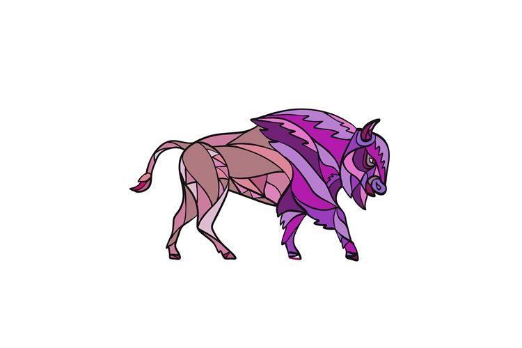 American Bison Side Mosaic Color example image 1