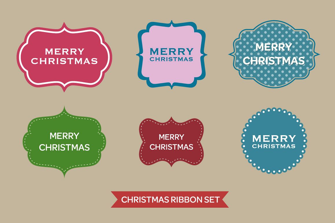 Merry Christmas vintage stickers collections example image 1