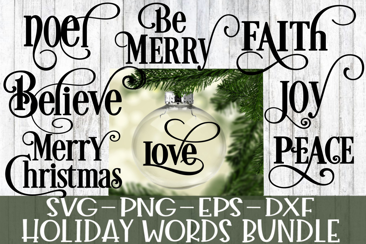 Holiday Christmas Words Bundle - 8 Words Included example image 1