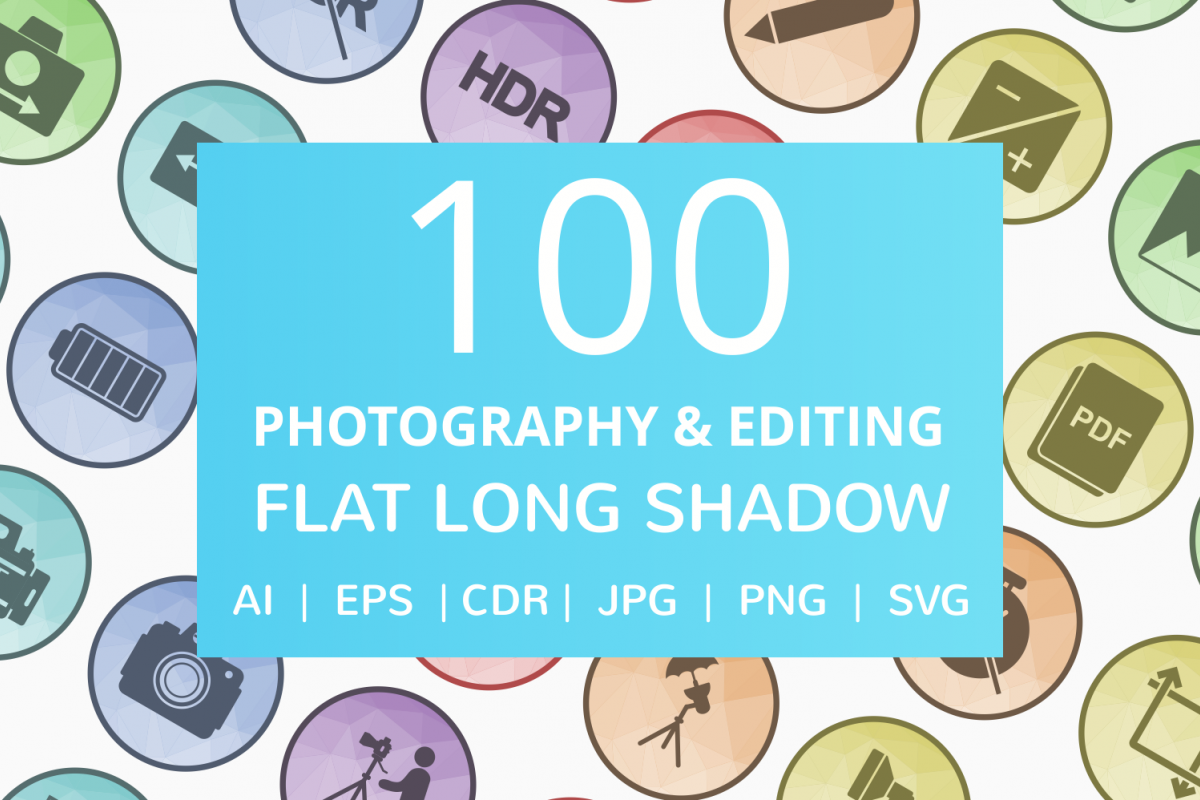 100 Photography & Picture Filled Low Poly Icons example image 1