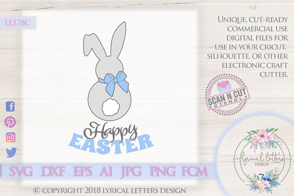 Happy Easter Bunny Tail SVG DXF Cut File LL178C example image 1