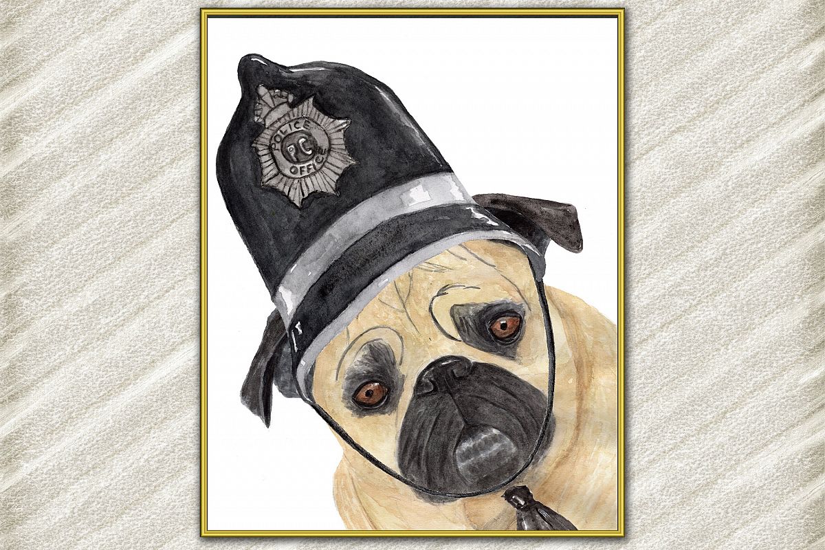 Pug art print , Cute pets prints,Mops poster Funny dog print example image 1