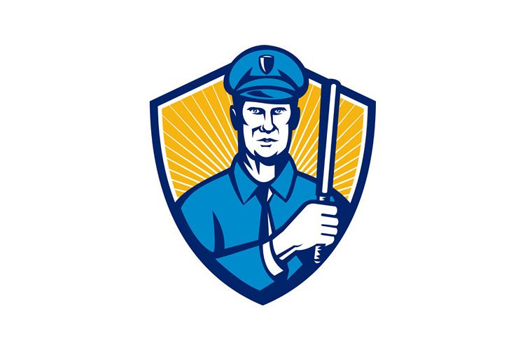 Policeman Police Officer Baton Shield Retro example image 1
