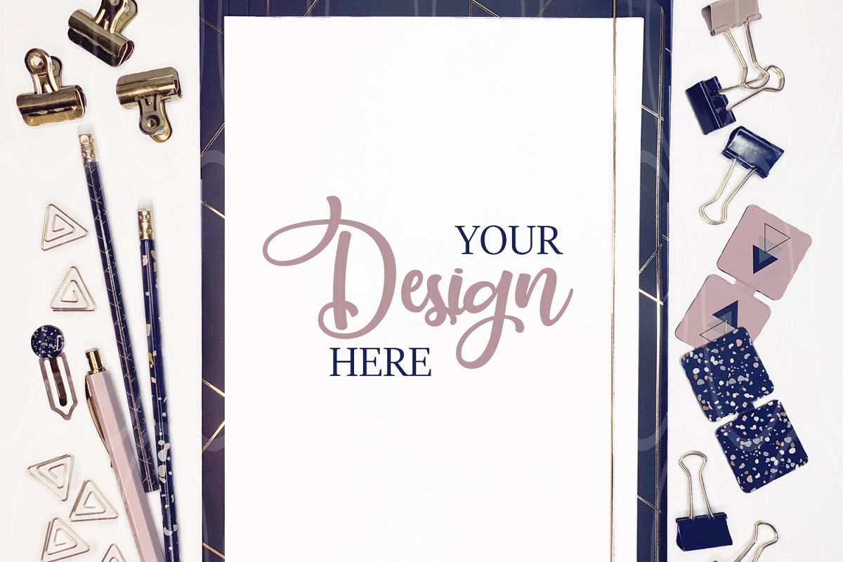 Styled Stock Photo Blank Desktop with Clipboard Mockup example image 1