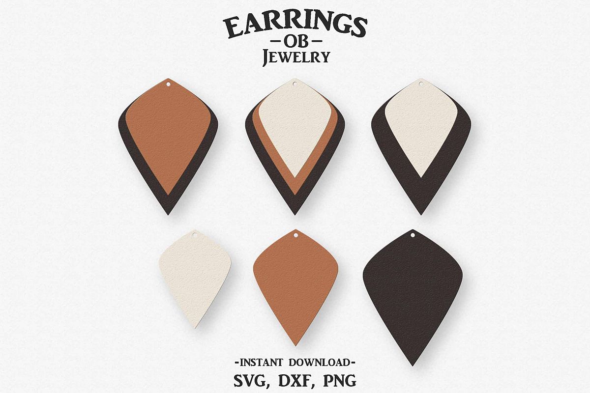 Earring Svg, Teardrop, Leaf, Stacked, Cut File example image 1