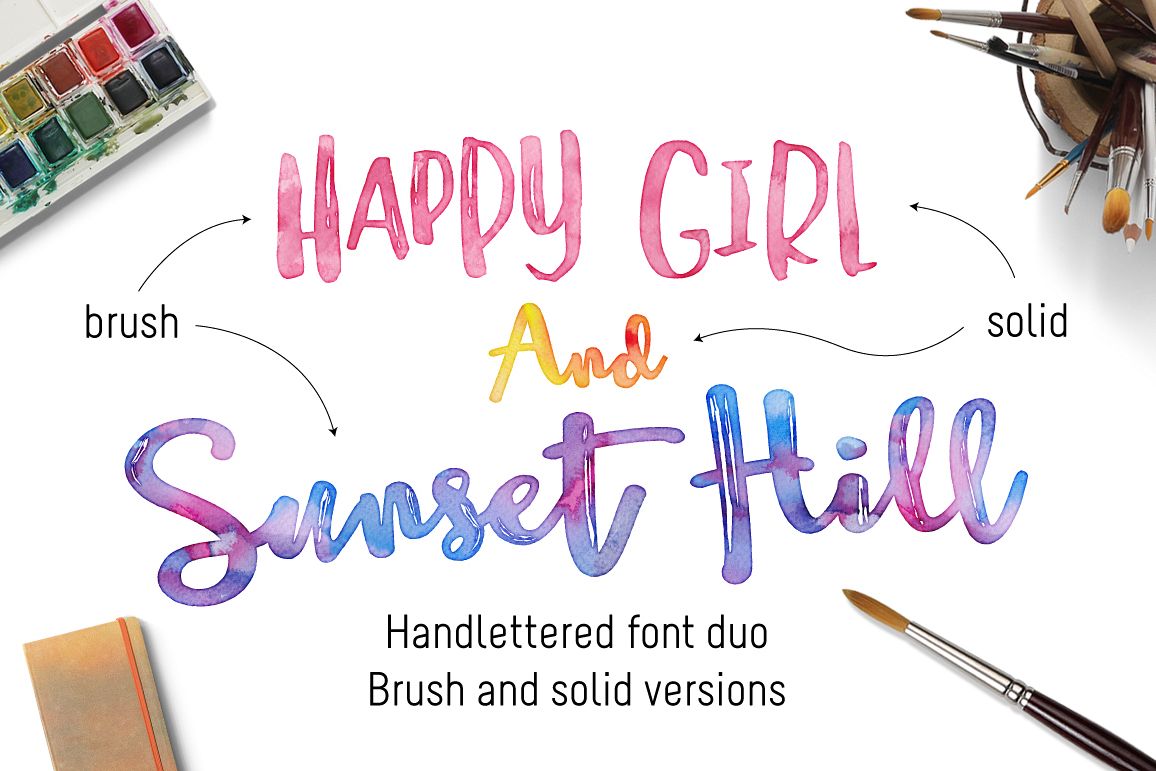 Happy Girl & Sunset Hill Font Duo example image 1