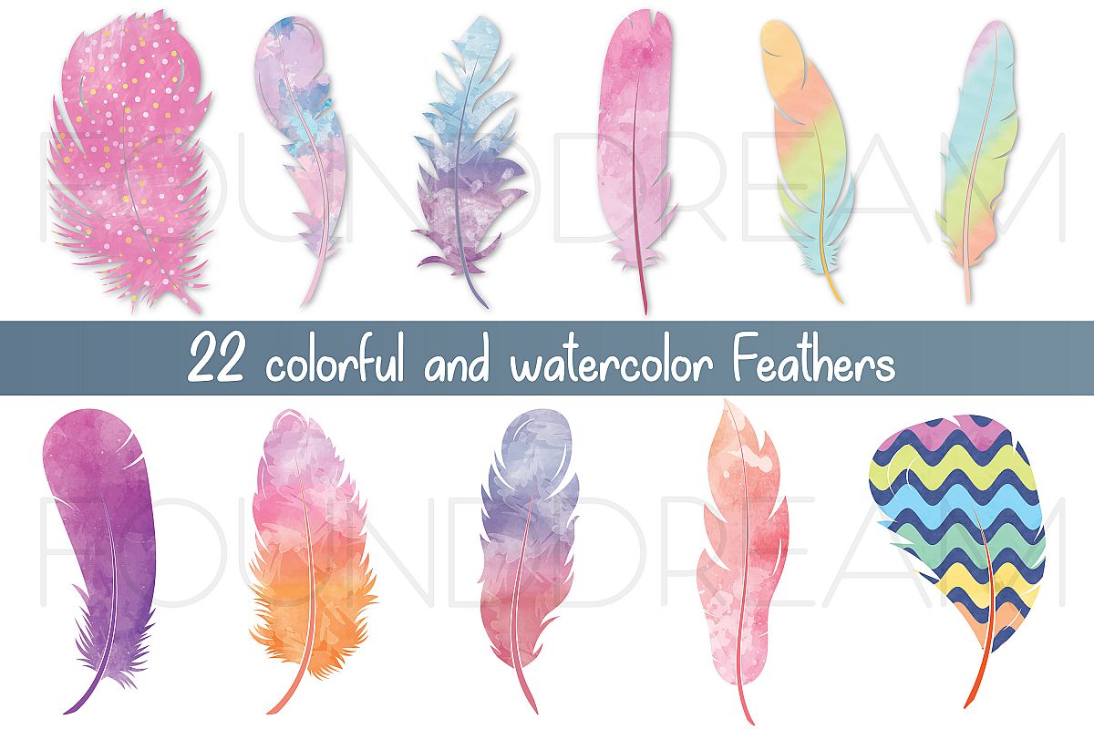 Watercolor Feathers | svg files example image 1