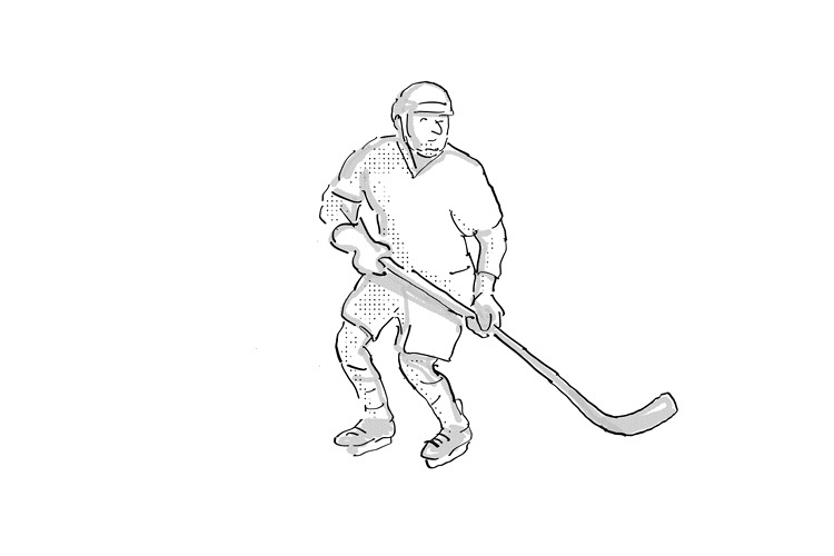 Ice Hockey Player Cartoon Isolated example image 1