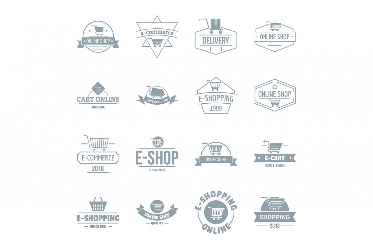 Shopping logo icons set, simple style example image 1
