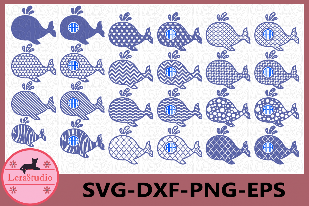 Whale svg, Whale Monogram svg, Whale SVG Cut Files example image 1