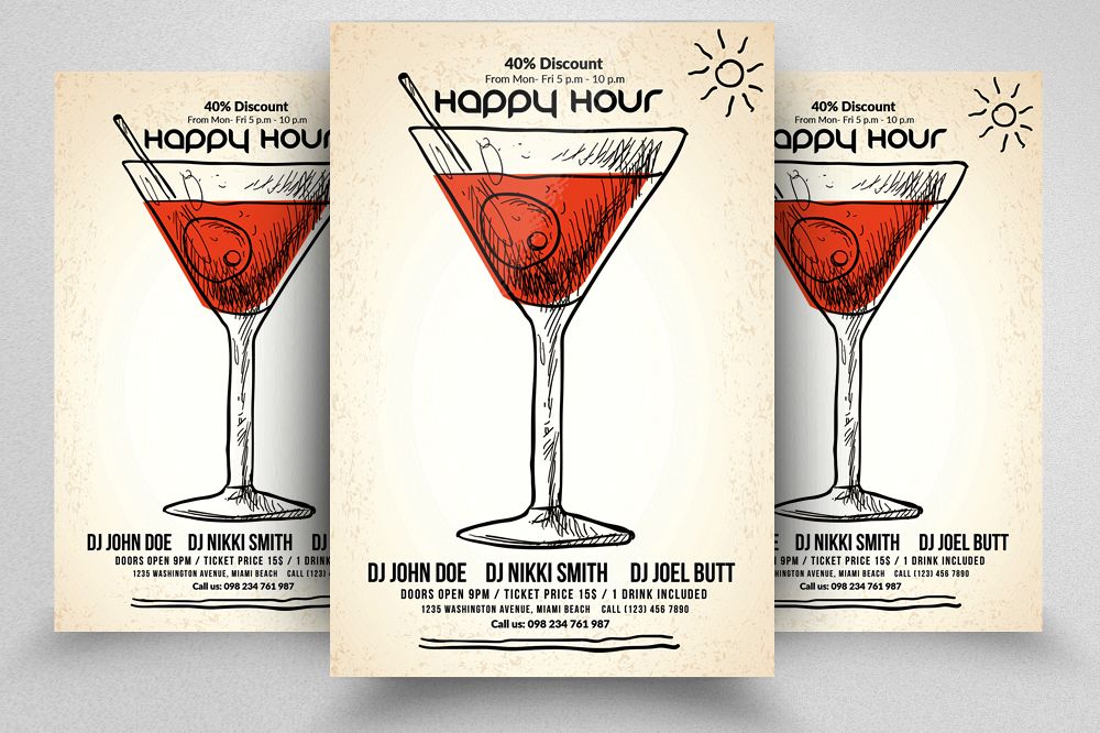 Happy Hour Flyer Template 08 example image 1