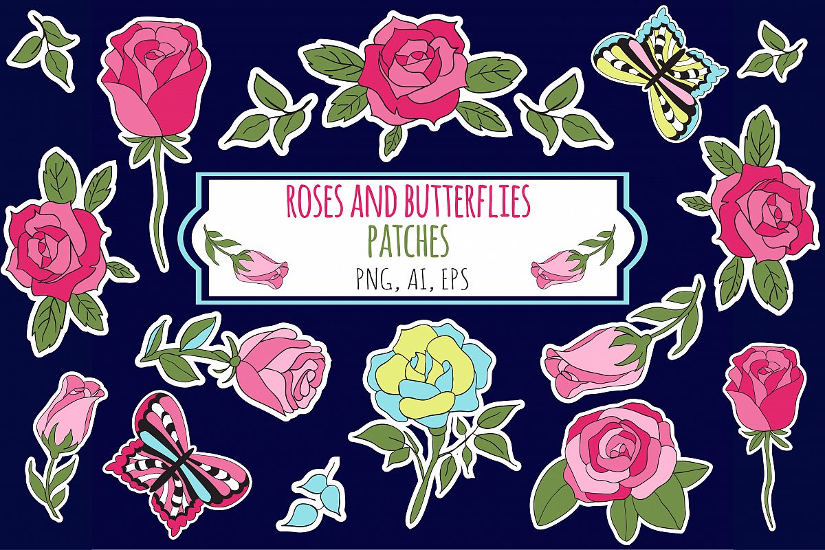 Roses and Butterflies Stickers example image 1
