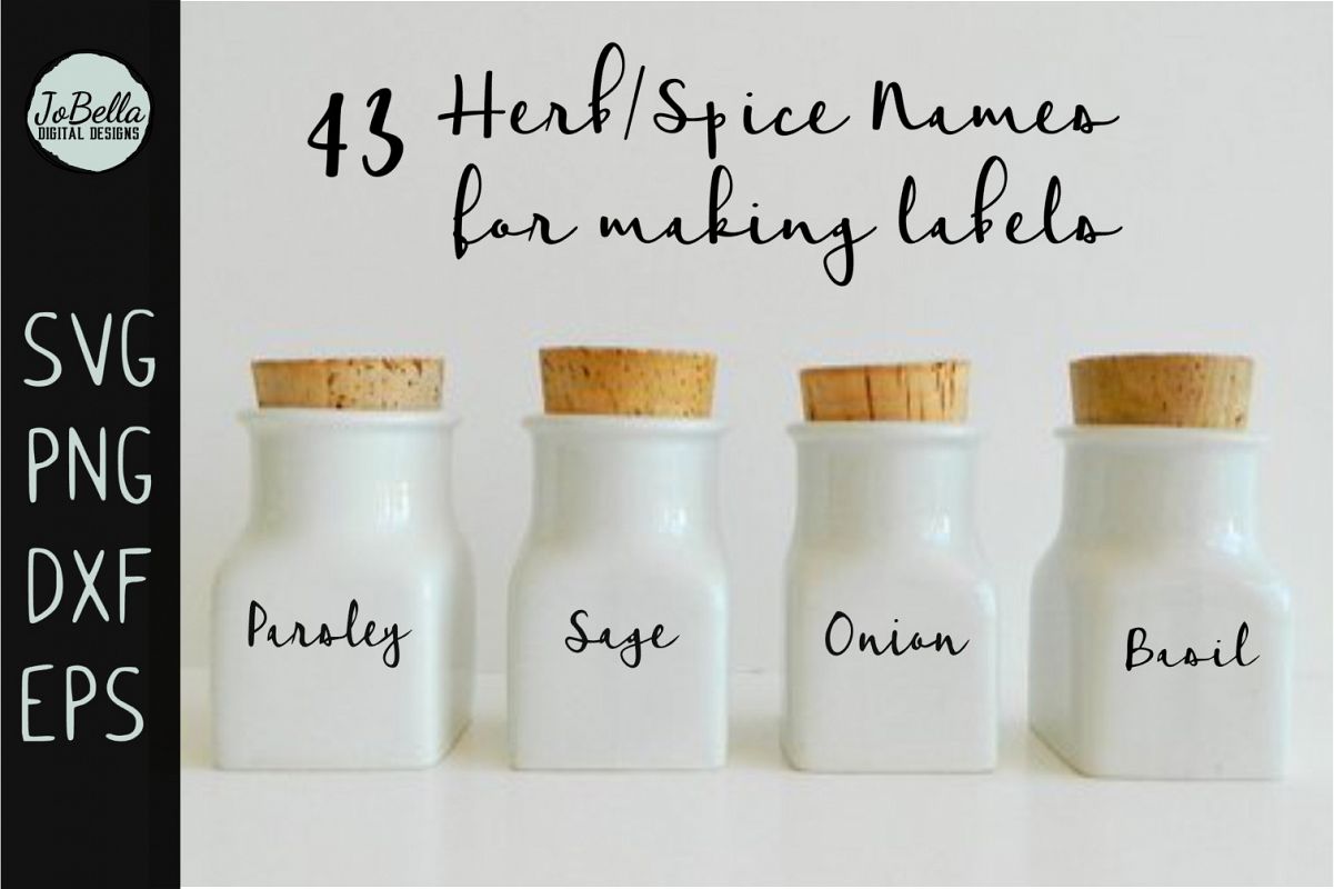 Herb and Spice Labels SVG Bundle- 43 Farmhouse Style Words example image 1