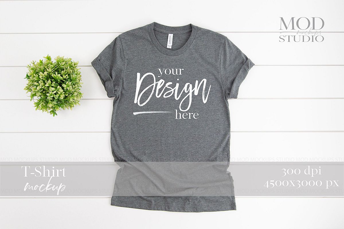 Download Deep Heather T-Shirt Mockup | 3001 Bella and Canvas Tshi