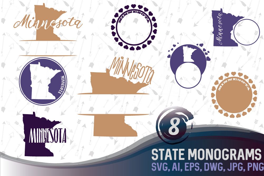 Minnesota Monograms SVG, JPG, PNG, DWG, CDR, EPS, AI example image 1