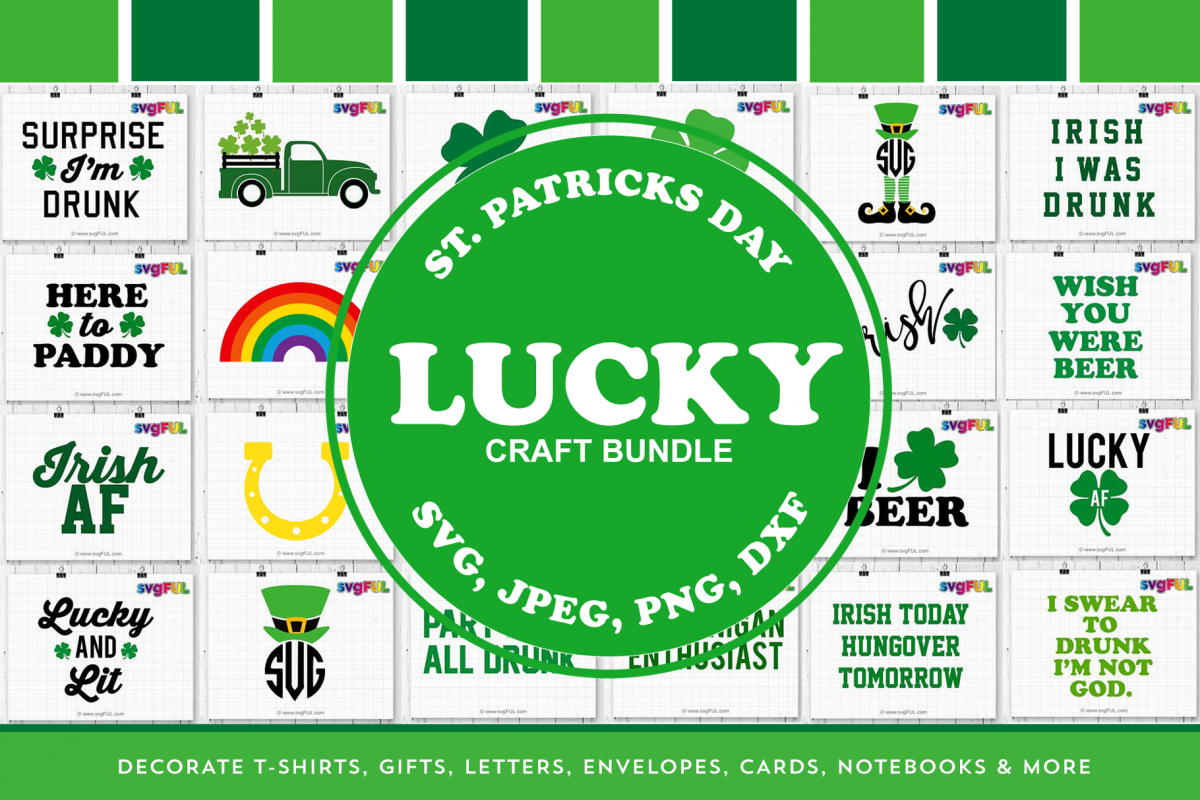 St Patricks Day Lucky Craft Bundle Svg Dxf Clipart Printable example image 1