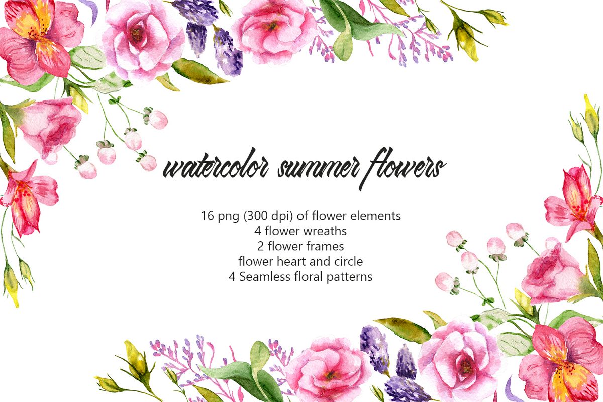 Remembrance of summer. Watercolor summer flowers example image 1