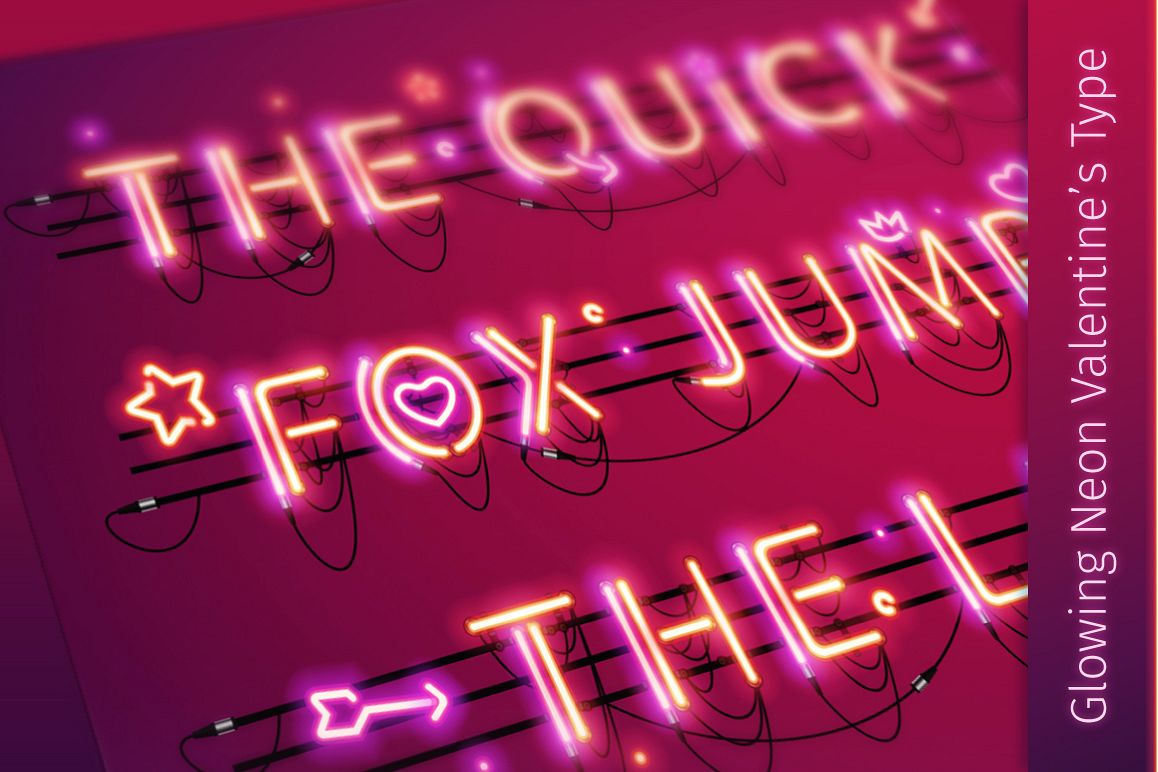 Glowing Valentine's Neon Type example image 1