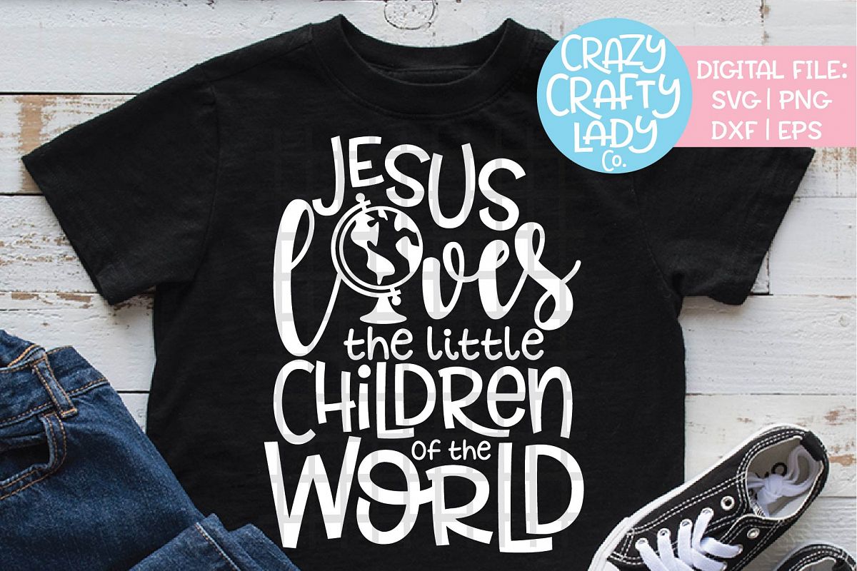 Jesus Loves the Little Children SVG DXF EPS PNG Cut File example image 1