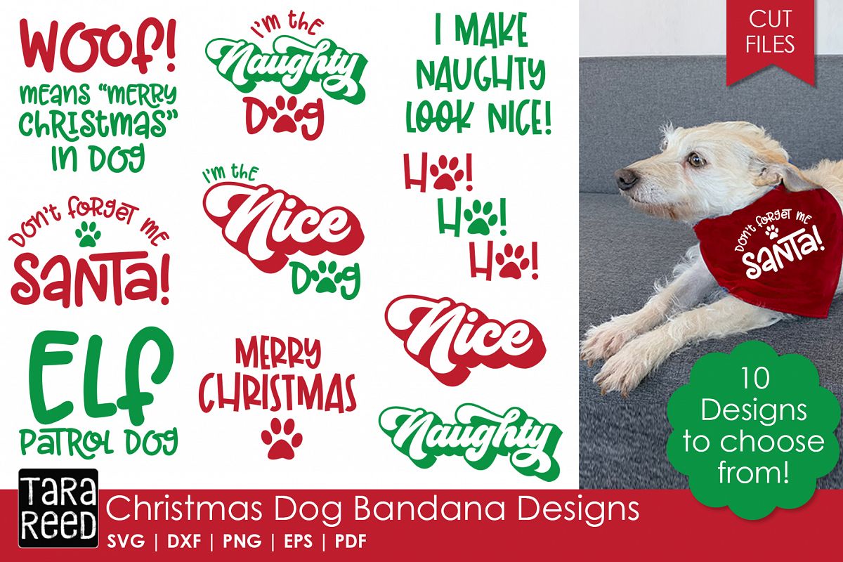 Christmas Dog Bandana Designs - Dog SVG and Cut Files
