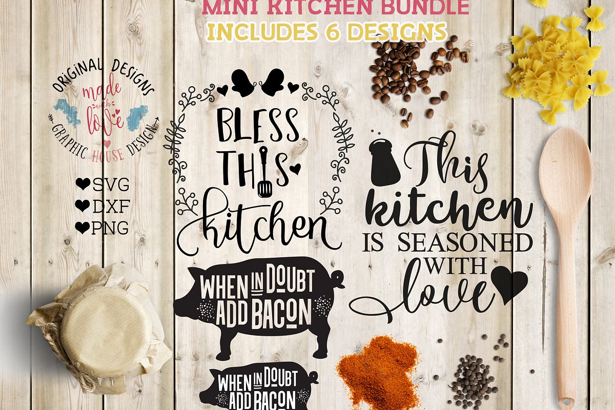 Kitchen Cutting Files Bundle SVG, DXF, PNG example image 1