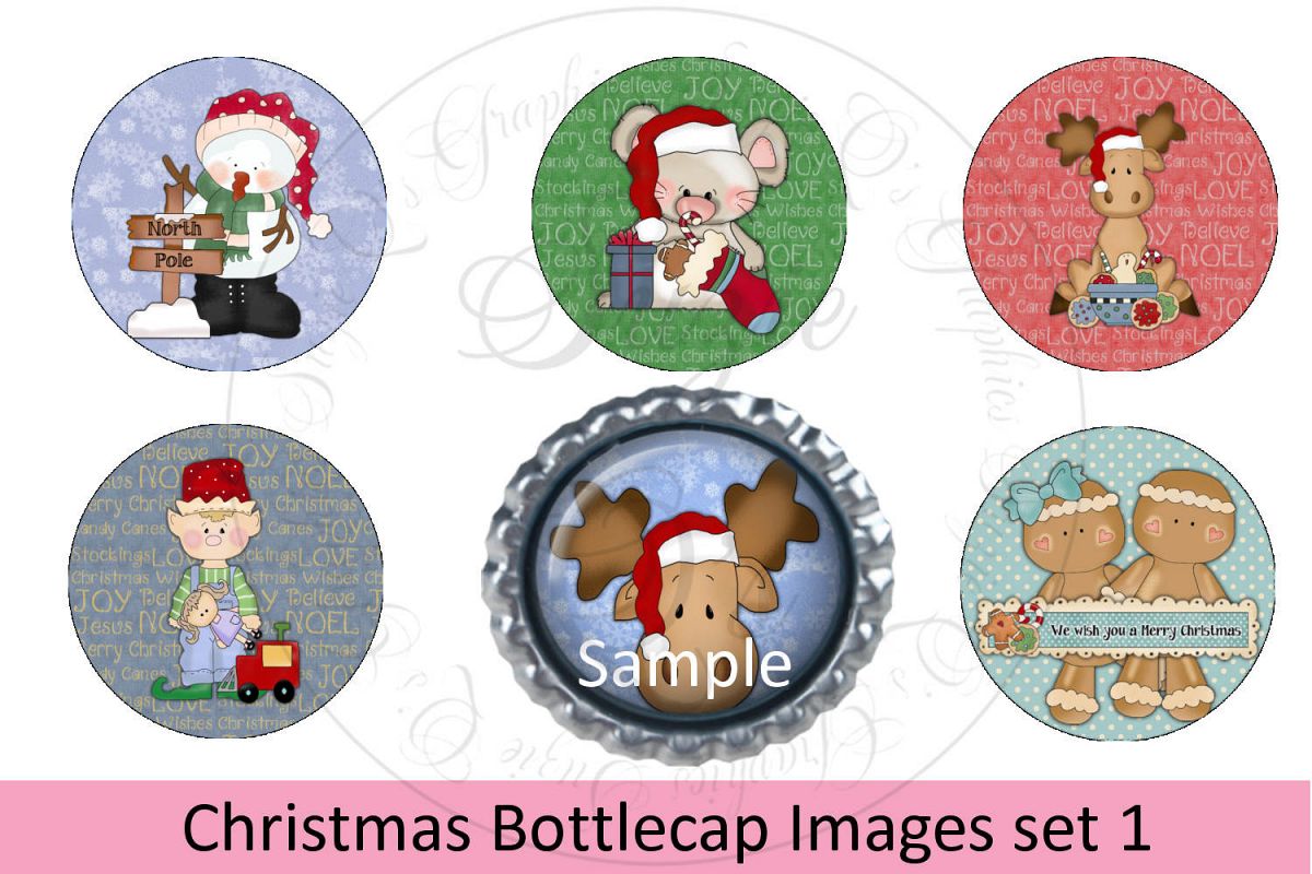Christmas Bottlecap Images set 1, Labels example image 1