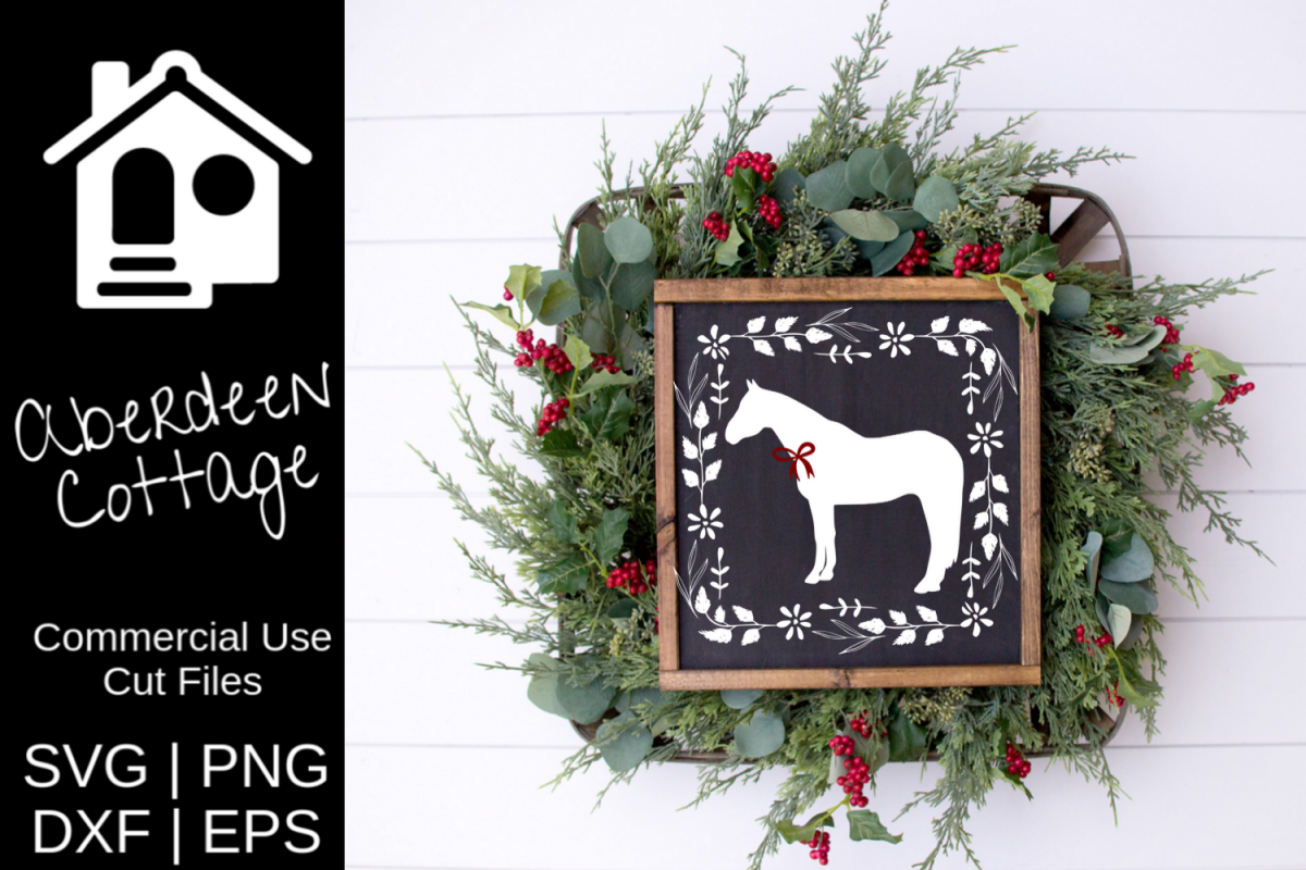 Farmhouse Christmas Horse SVG example image 1