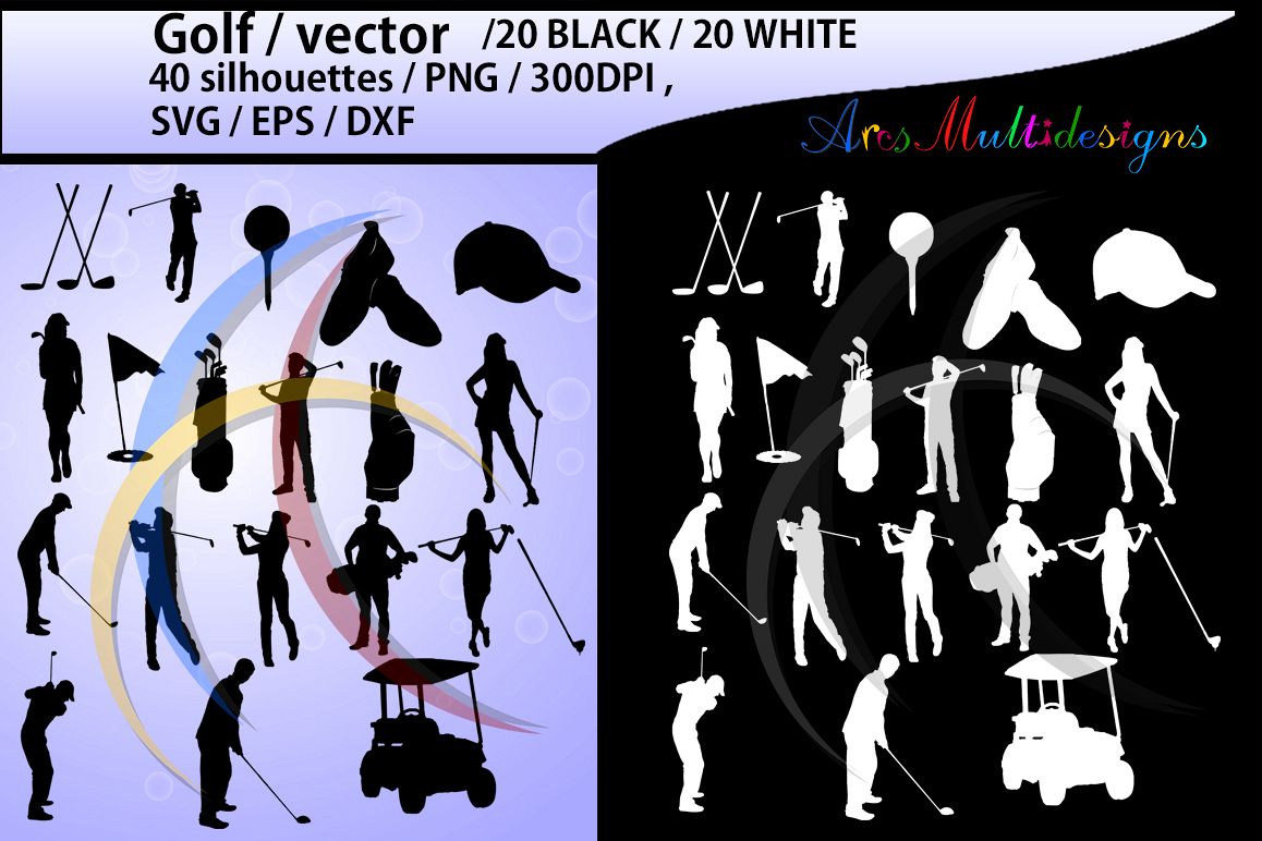 golf / golf SVG / golf silhouette / golf clipart / printable golf players / golf game set / EPS / PNG file /High Quality Vector / Dxf example image 1
