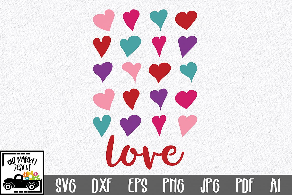 Love with Hearts SVG Cut File - Valentine SVG - DXF - EPS example image 1