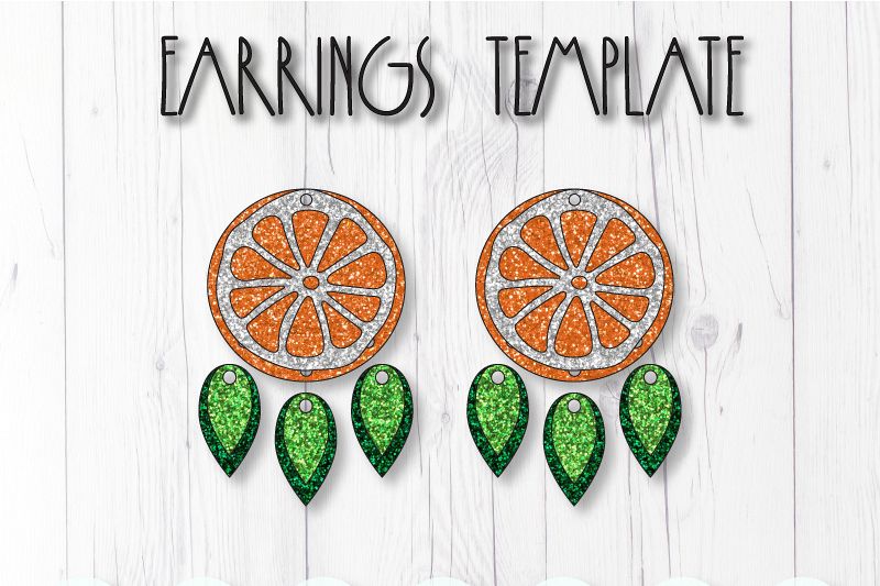 Orange earrings template SVG, DIY earrings template example image 1
