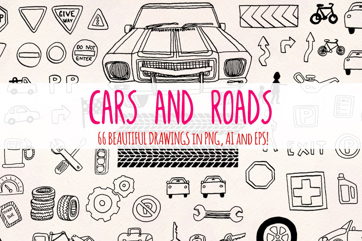 66 Cars and Road Transport Vector Sketches example image 1