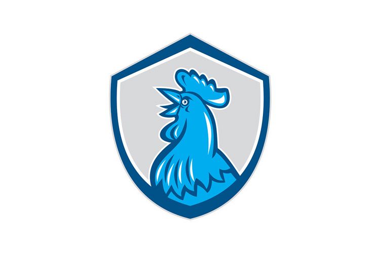 Chicken Rooster Head Crowing Shield Retro example image 1