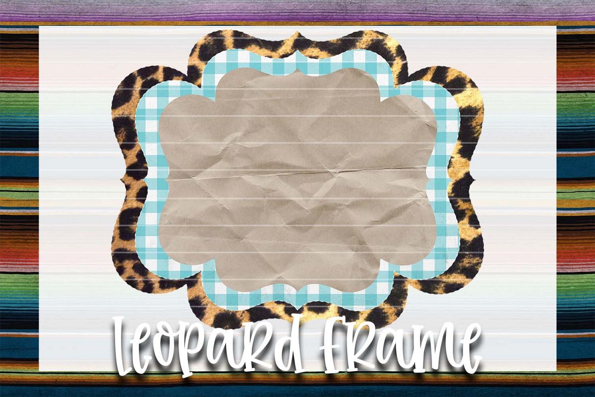 Blue Gingham & Leopard Frame Background Element example image 1