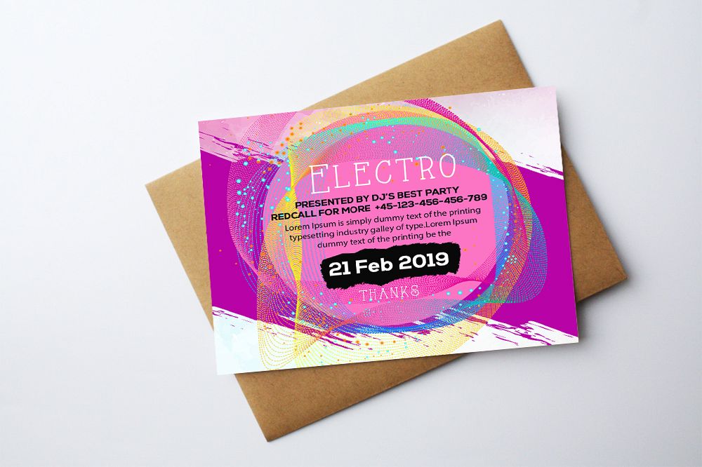 Electro Party Invitation Template example image 1