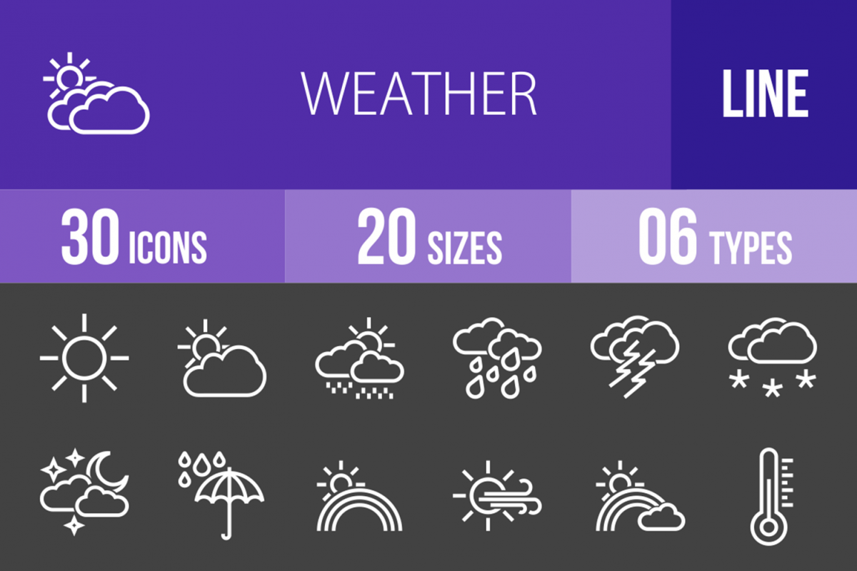 30 Weather Line Inverted Icons example image 1