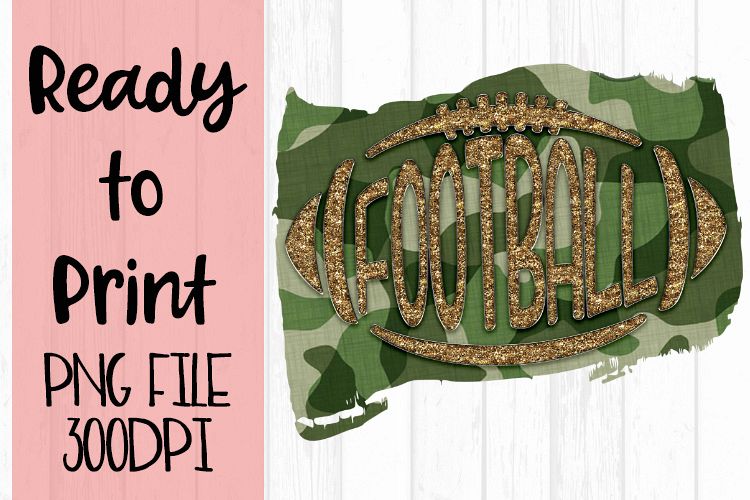 Camo and Gold Football Ready to Print example image 1