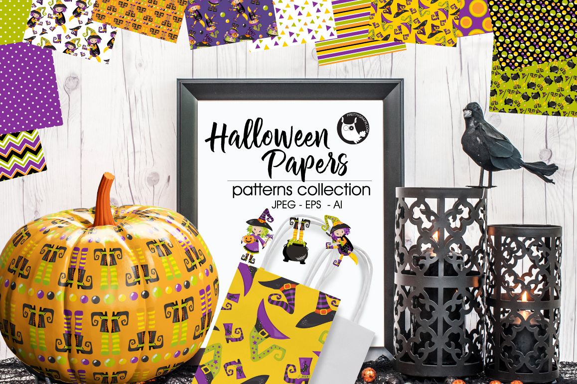 HALLOWEEN-PAPERS, digital papers example image 1