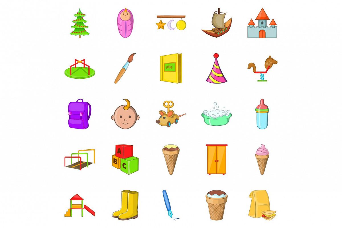 Babies icons set, cartoon style example image 1
