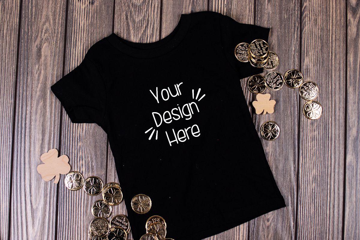 March Toddler Shirt Mockup Black 2| St Patricks Day Shirt example image 1