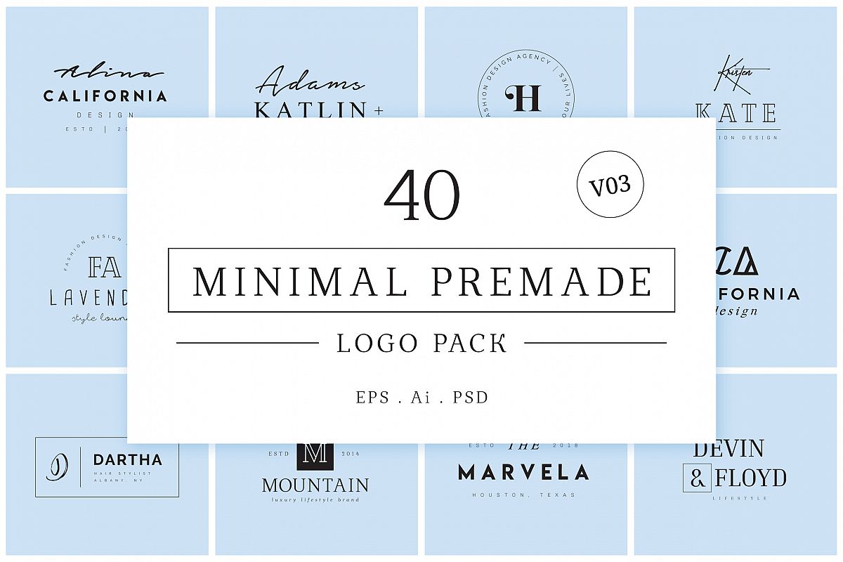 Minimal Premade Logo Bundle V03 example image 1