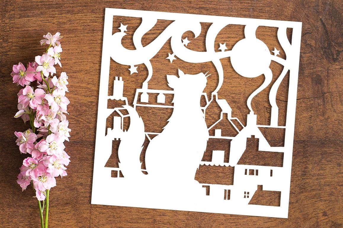 Cat On A Hot Tin Roof - Paper Cutting Template example image 1