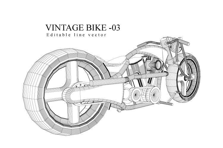 Vintage bike - editable line vector example image 1