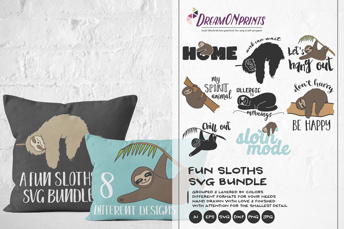 Sloths SVG BUNDLE - Vector Sloth SVG Cut Files example image 1