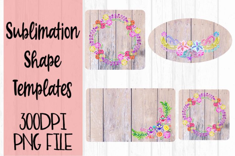 Wood and Embroidered Flowers Sublimation Templates example image 1