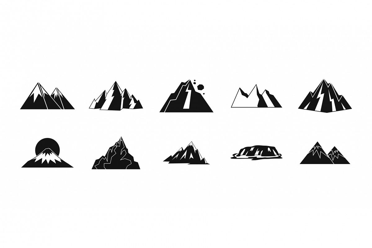 Mountain icon set, simple style example image 1