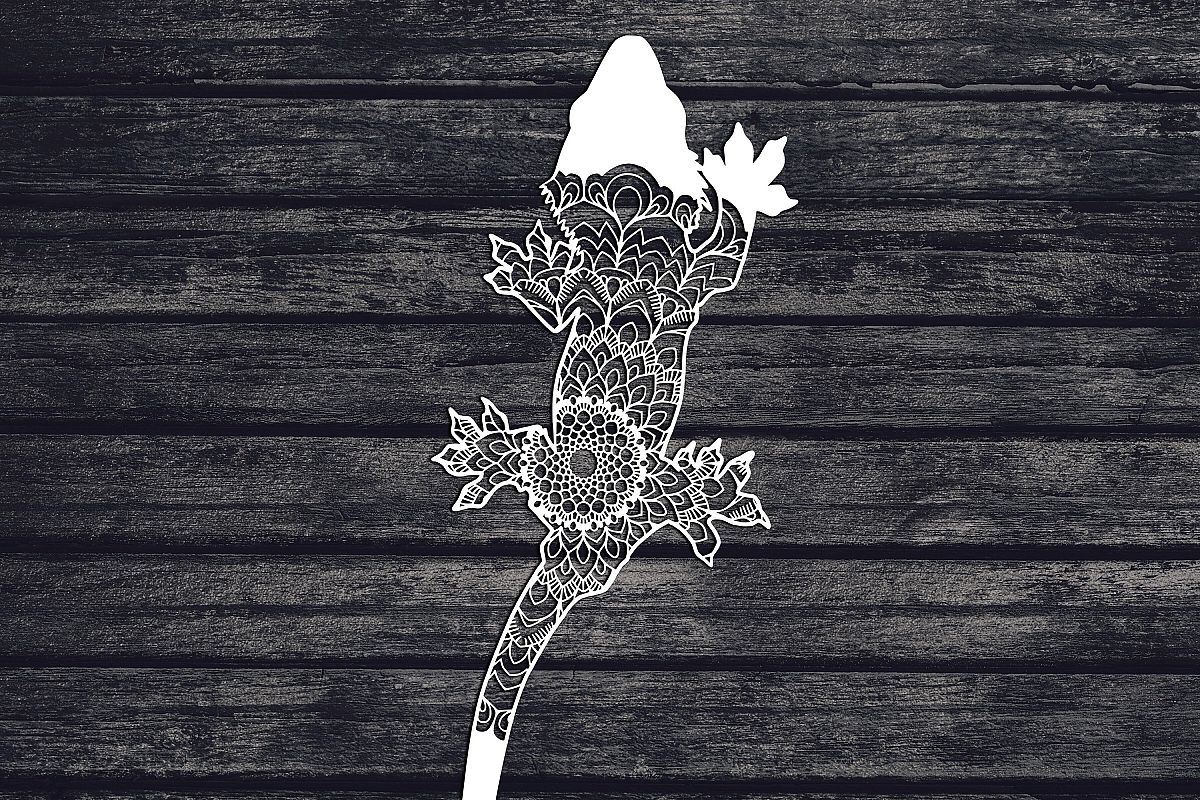 Mandala Crested Gecko Svg, Crested Gecko Svg, Mandala Svg example image 1