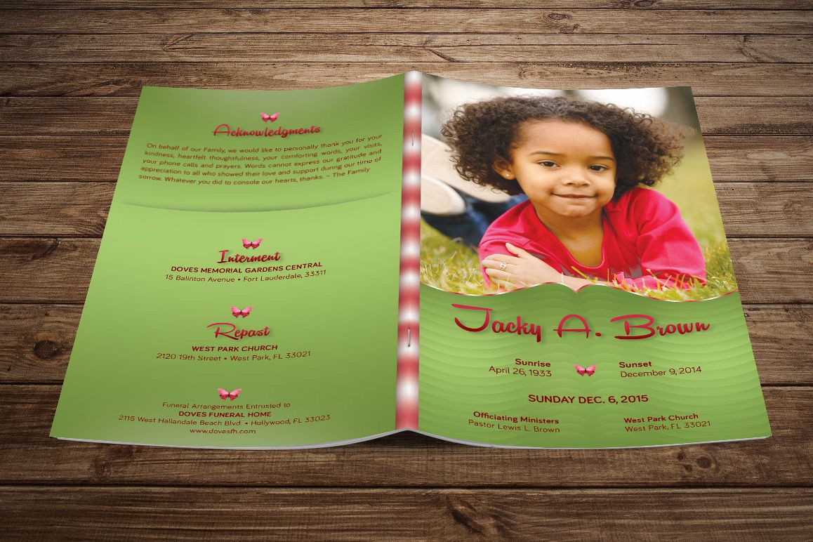 Child Funeral Program Template Photoshop example image 1