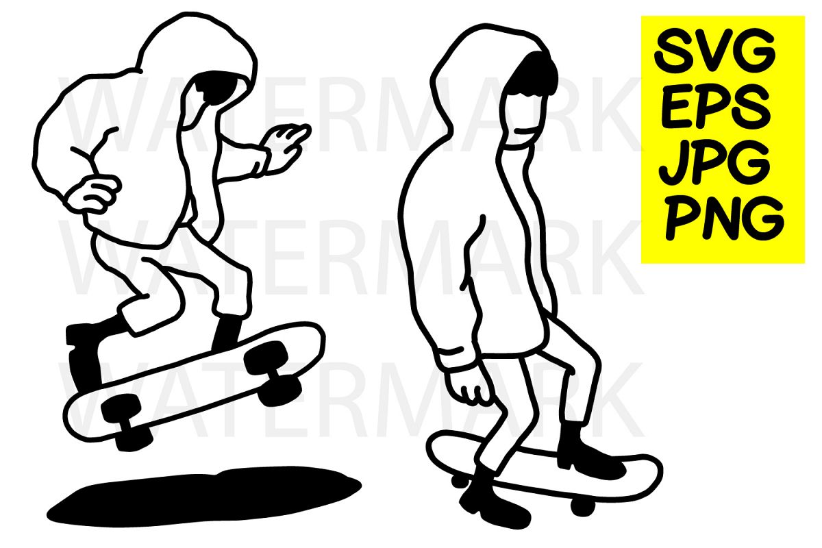 Hoodie Boy Skating- SVG-EPS-JPG-PN example image 1