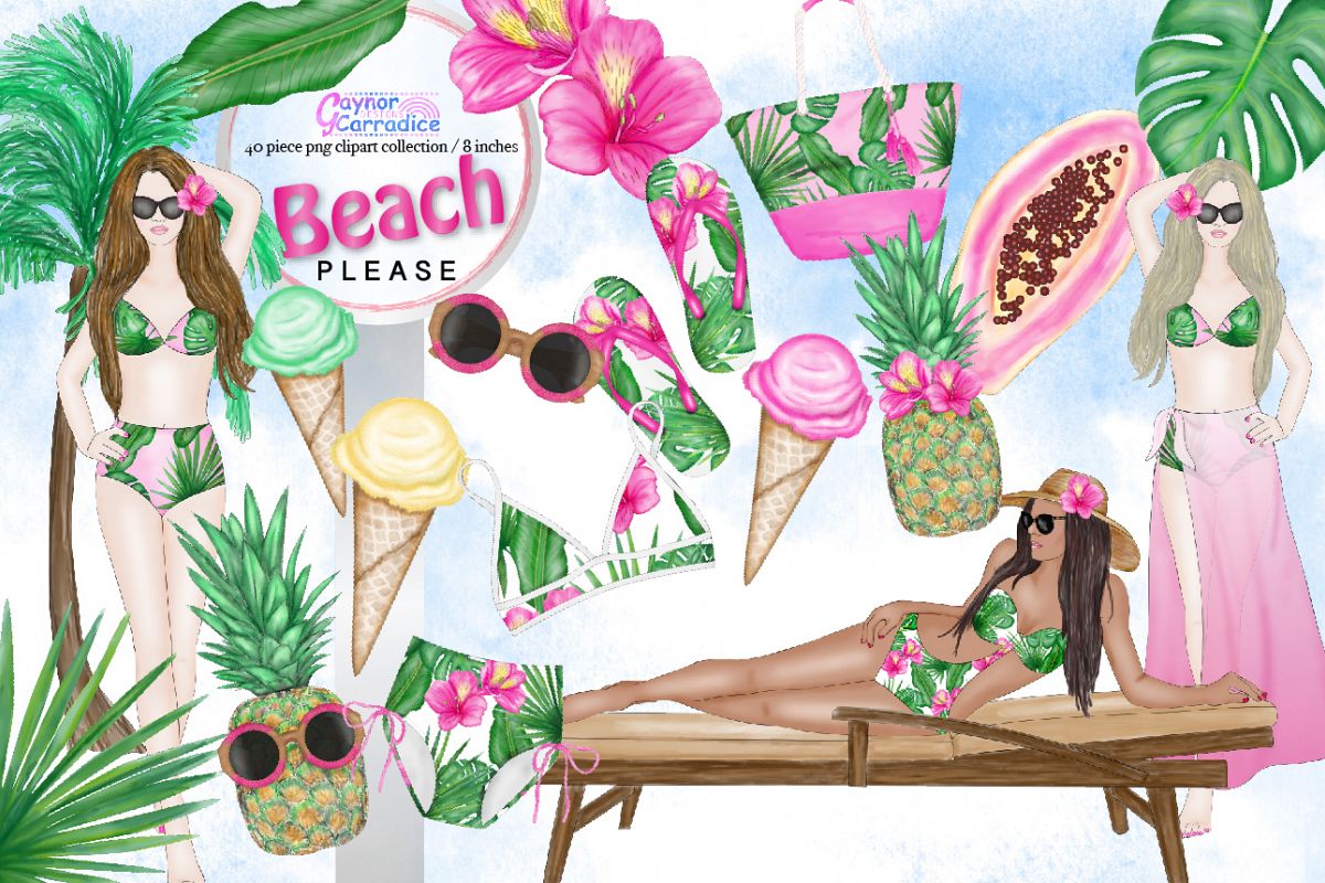 Beach Please Fashion Clipart Collection example image 1