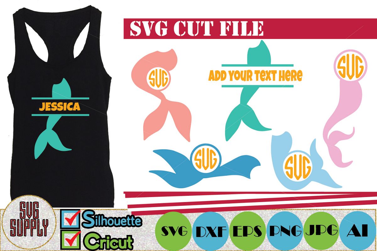 Mermaid Monogram SVG example image 1